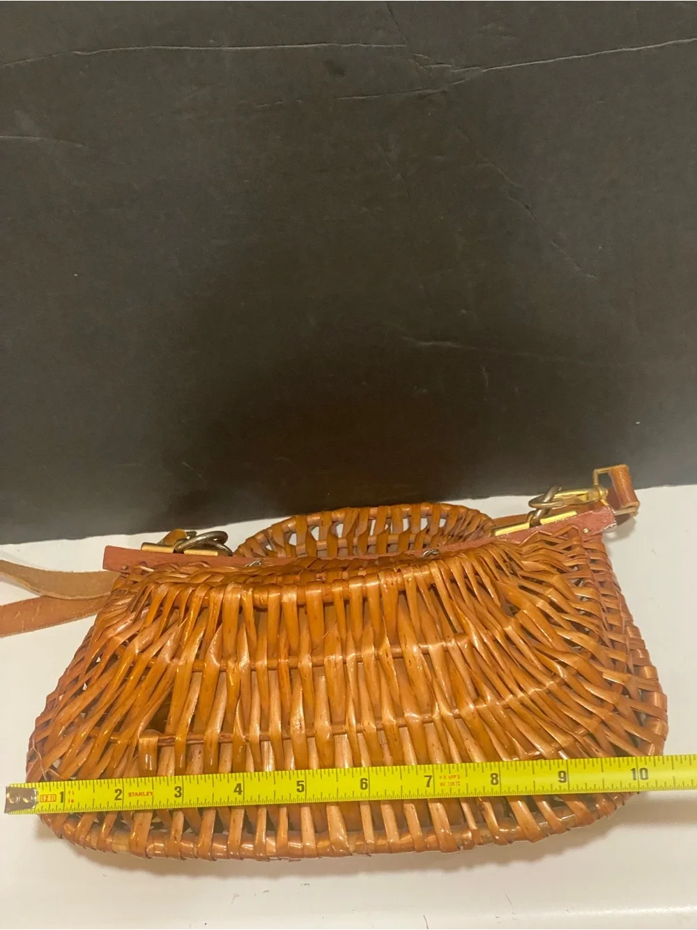 Vintage Ann Taylor Made in Italy Wicker Rattan Leather Crossbody Purse Boho